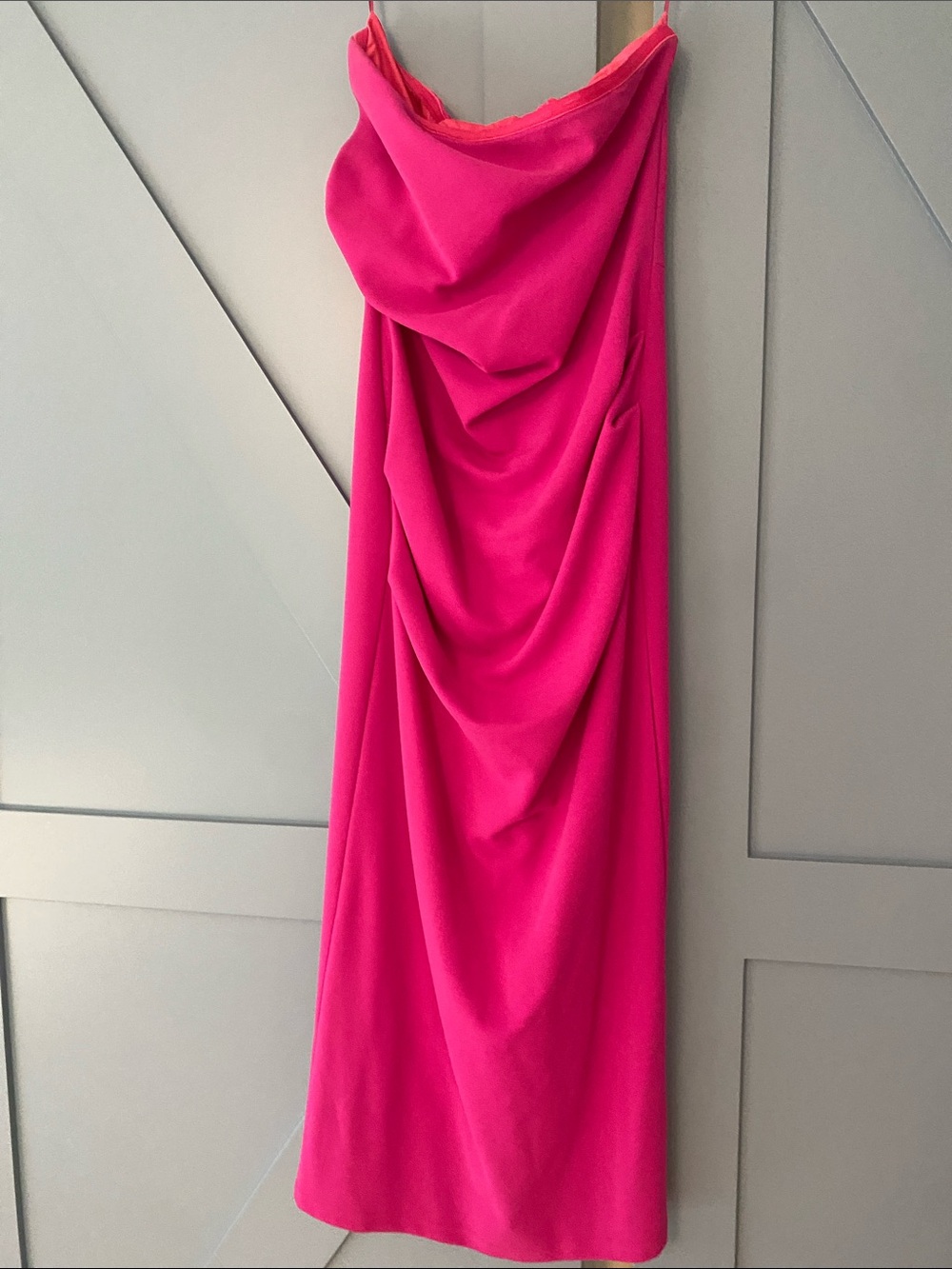 Showpo Hot Pink Strapless Draped Slip Dress